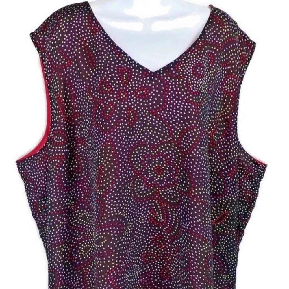 Rebecca Jones Tank Top Womens Plus 34 Black Red Polka Dot Sleeveless Reversible